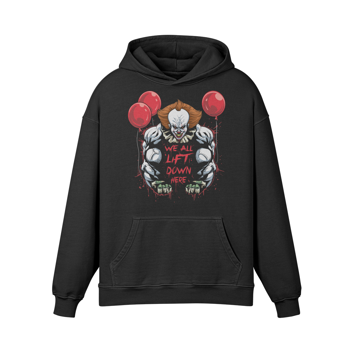 WE ALL LIFT DOWN HERE (CLASSIC BALLOONS)- Oversized Hoodie-Faded Black-League of Lifters