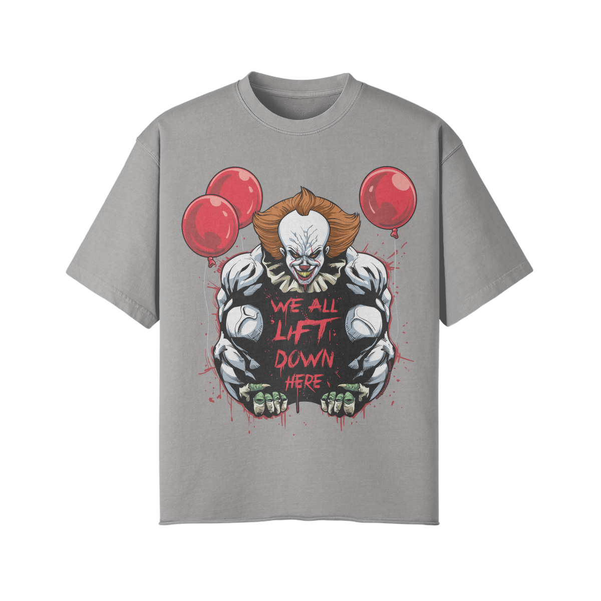 WE ALL LIFT DOWN HERE (CLASSIC BALLOONS)- Pump Top-Light Gray-League of Lifters