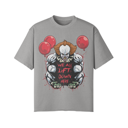 WE ALL LIFT DOWN HERE (CLASSIC BALLOONS)- Pump Top-Light Gray-League of Lifters