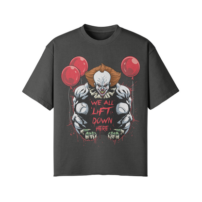 WE ALL LIFT DOWN HERE (CLASSIC BALLOONS)- Pump Top-Dark Gray-League of Lifters