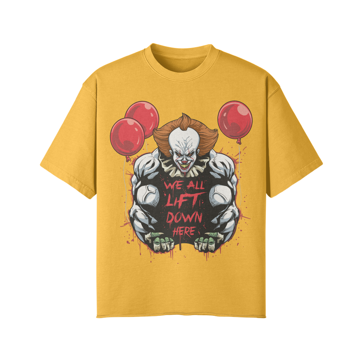 WE ALL LIFT DOWN HERE (CLASSIC BALLOONS)- Pump Top-Vintage Yellow-League of Lifters