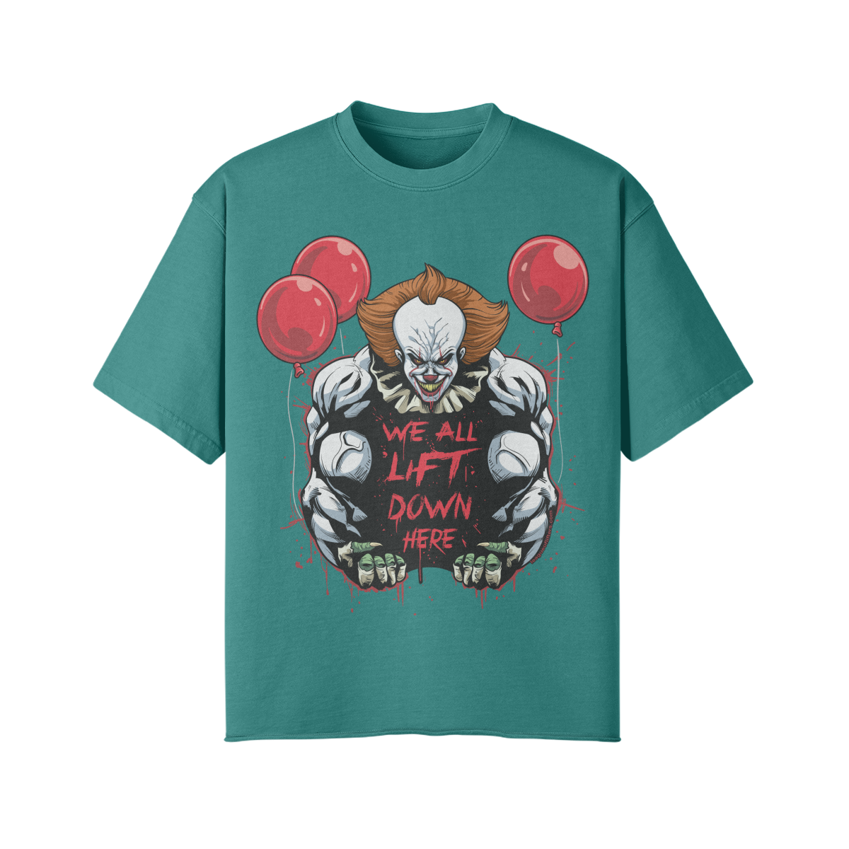 WE ALL LIFT DOWN HERE (CLASSIC BALLOONS)- Pump Top-Vintage Green-League of Lifters