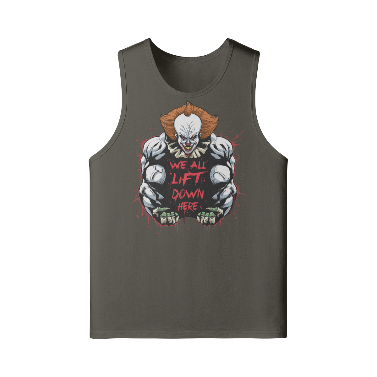 WE ALL LIFT DOWN HERE (CLASSIC)- Tank Top-Charcoal Grey-League of Lifters