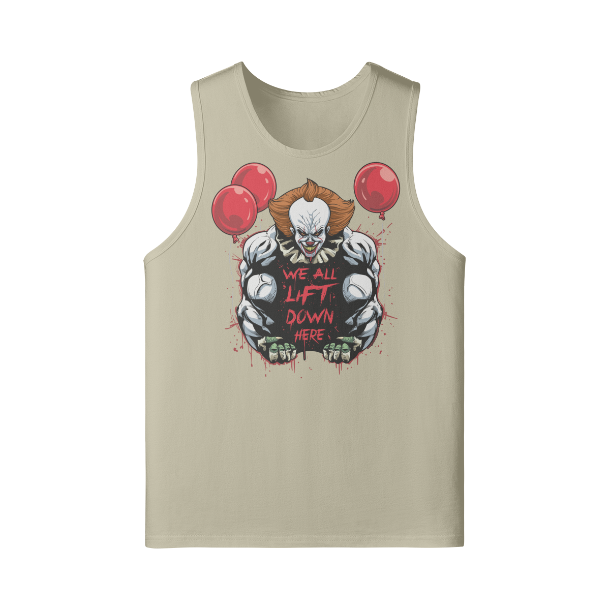 WE ALL LIFT DOWN HERE (CLASSIC BALLOONS)- Tank Top-Rice Apricot-League of Lifters