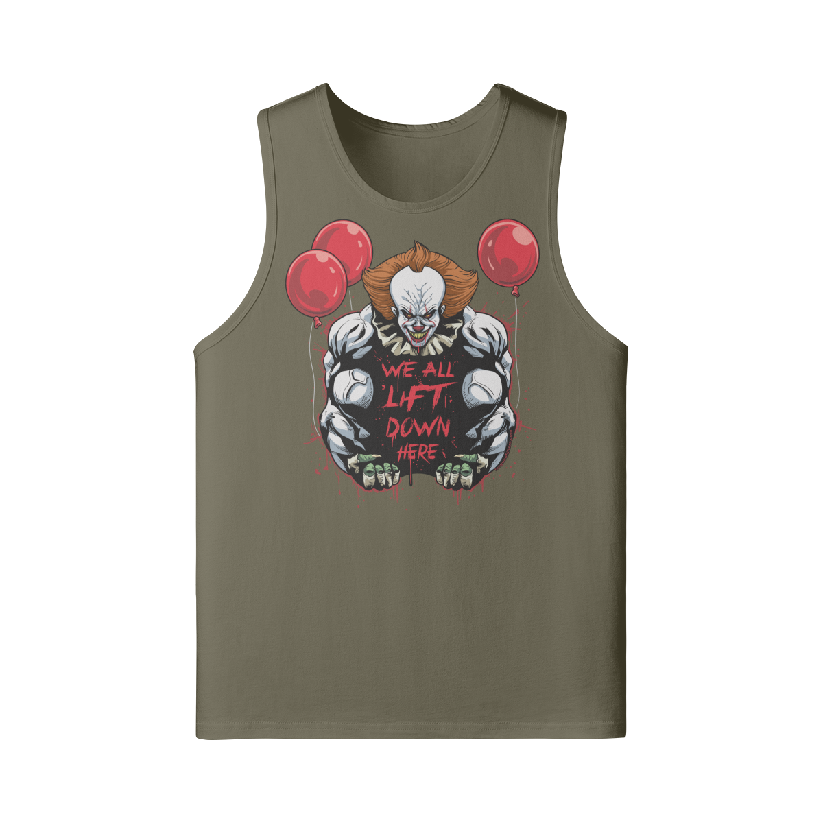 WE ALL LIFT DOWN HERE (CLASSIC BALLOONS)- Tank Top-Camel-League of Lifters