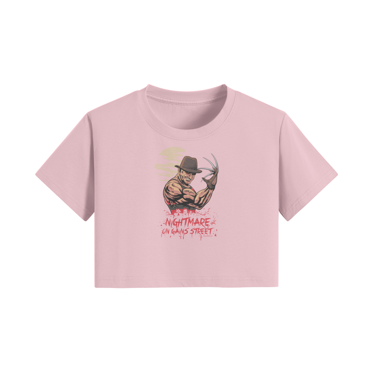 NIGHTMARE ON GAINS STREET- Womens Crop Top-Pink-League of Lifters
