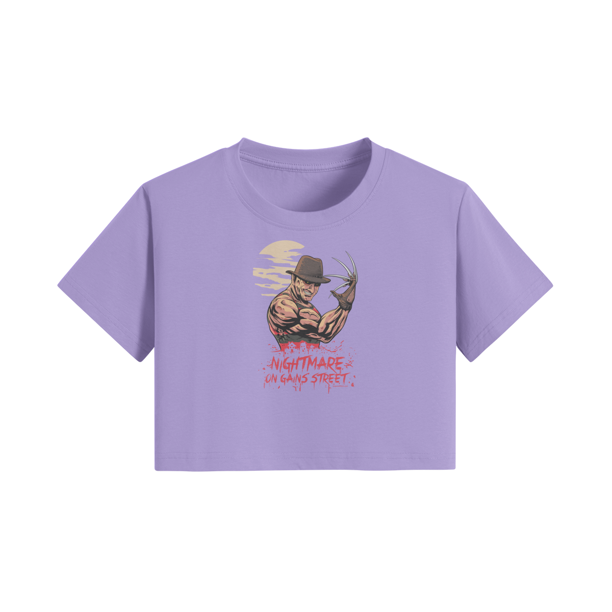 NIGHTMARE ON GAINS STREET- Womens Crop Top-Lavender-League of Lifters