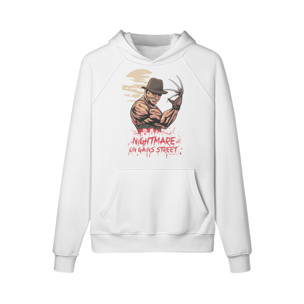 NIGHTMARE ON GAINS STREET- Hoodie-White-League of Lifters