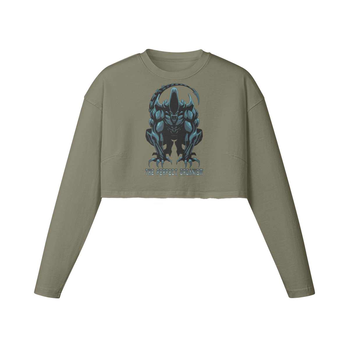 PERFECT ORGANISM- Womens Long Sleeve Crop Top-Artichoke-League of Lifters