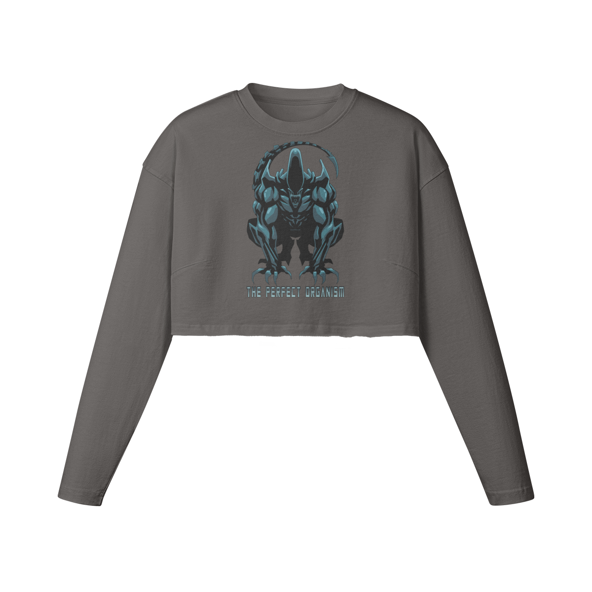 PERFECT ORGANISM- Womens Long Sleeve Crop Top-Granite Gray-League of Lifters