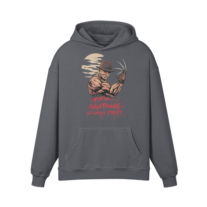 NIGHTMARE ON GAINS STREET- Oversized Hoodie-Carbon Gray-League of Lifters