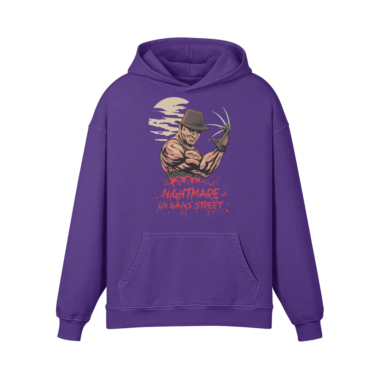 NIGHTMARE ON GAINS STREET- Oversized Hoodie-Purple Haze-League of Lifters