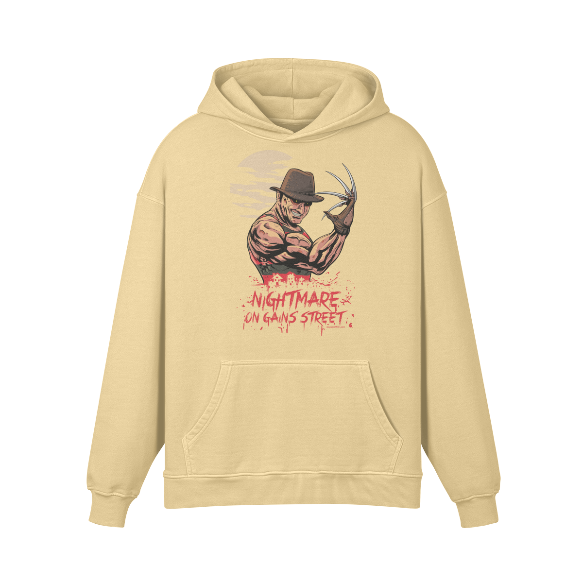 NIGHTMARE ON GAINS STREET- Oversized Hoodie-Desert Sand-League of Lifters