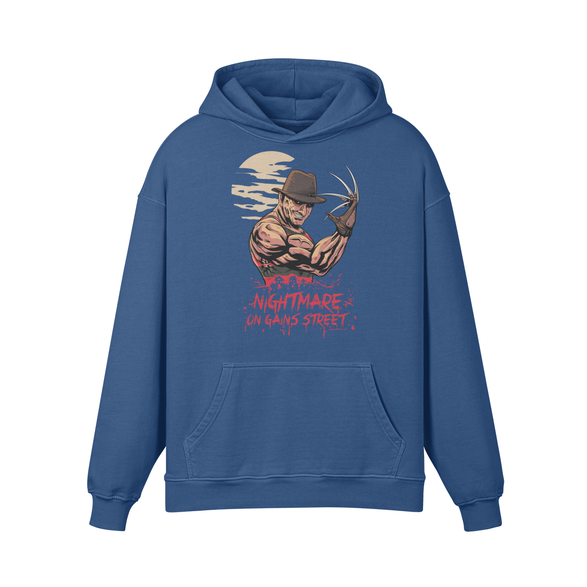 NIGHTMARE ON GAINS STREET- Oversized Hoodie-Kashmir Blue-League of Lifters
