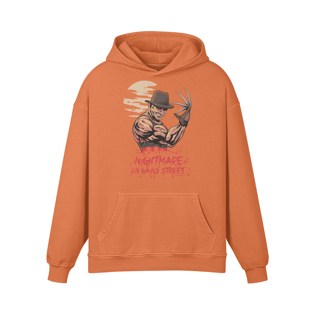 NIGHTMARE ON GAINS STREET- Oversized Hoodie-Copper Red-League of Lifters