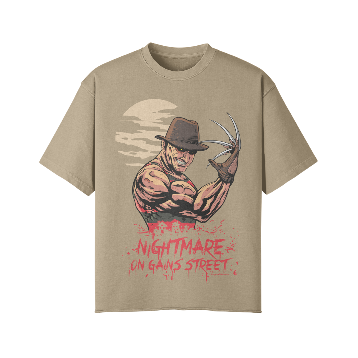 NIGHTMARE ON GAINS STREET- Pump Top-Khaki-League of Lifters