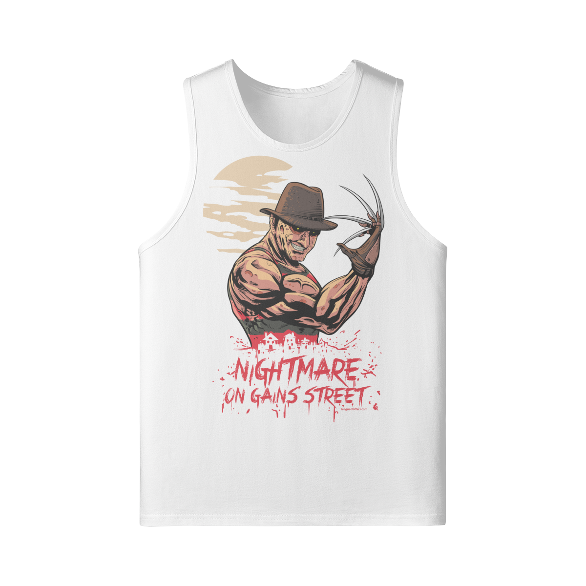 NIGHTMARE ON GAINS STREET- Tank Top-White-League of Lifters