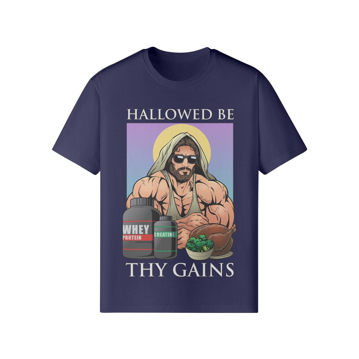HALLOWED BE THY GAINS- Classic T-Shirt-Dark Navy-League of Lifters