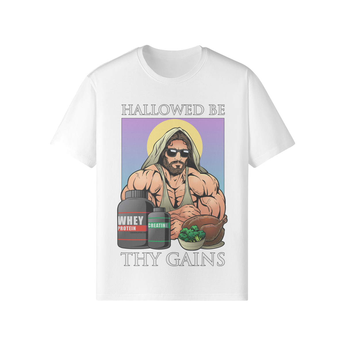 HALLOWED BE THY GAINS- Classic T-Shirt-White-League of Lifters