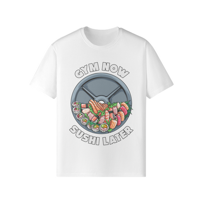GYM NOW SUSHI LATER- Classic T-Shirt-White-League of Lifters