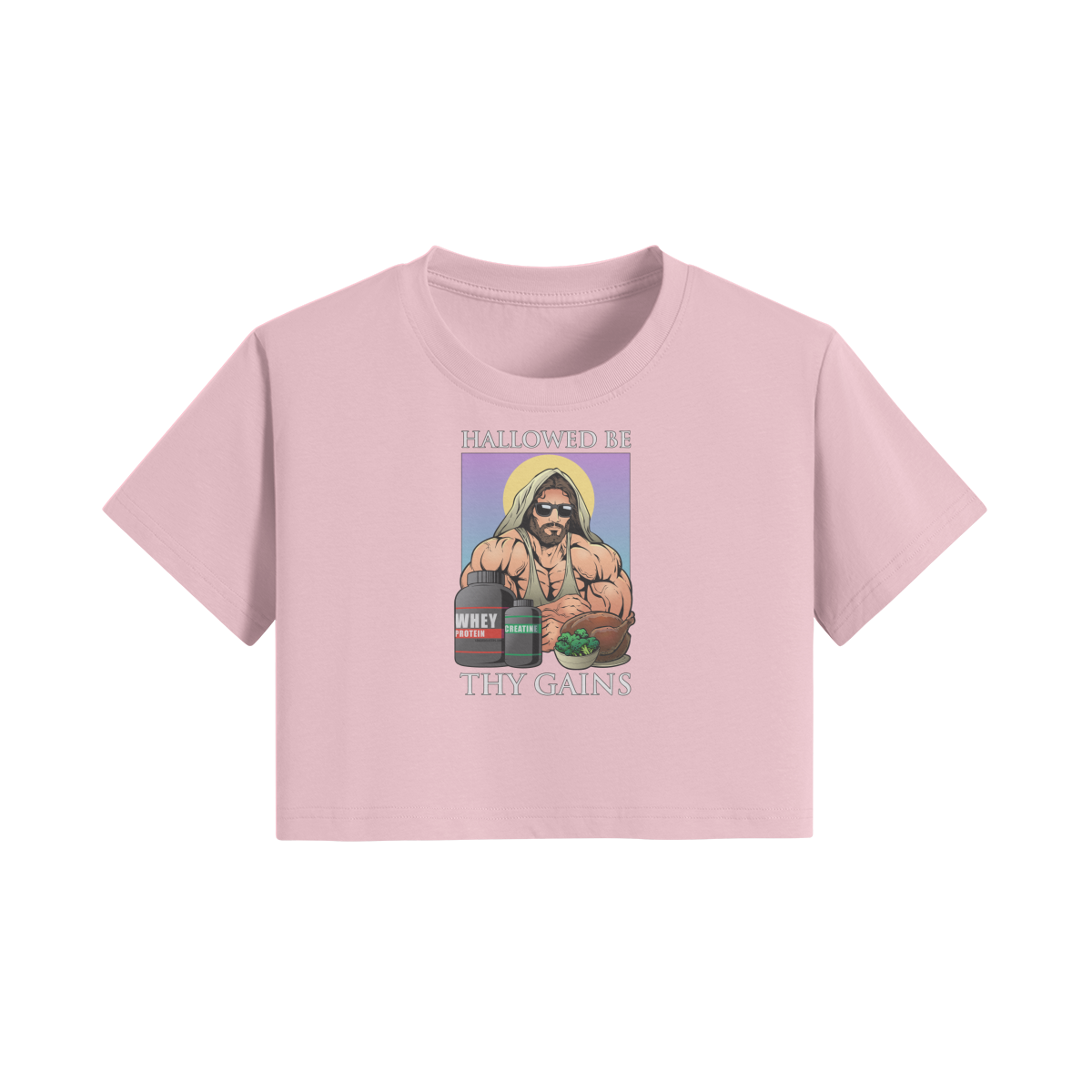 HALLOWED BE THY GAINS- Womens Crop Top-Pink-League of Lifters