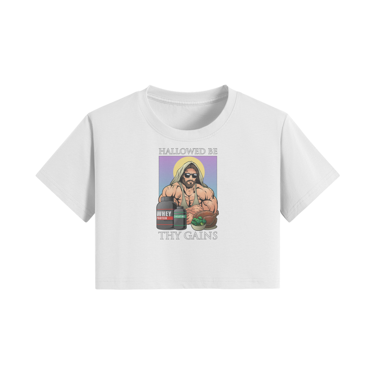 HALLOWED BE THY GAINS- Womens Crop Top-White-League of Lifters