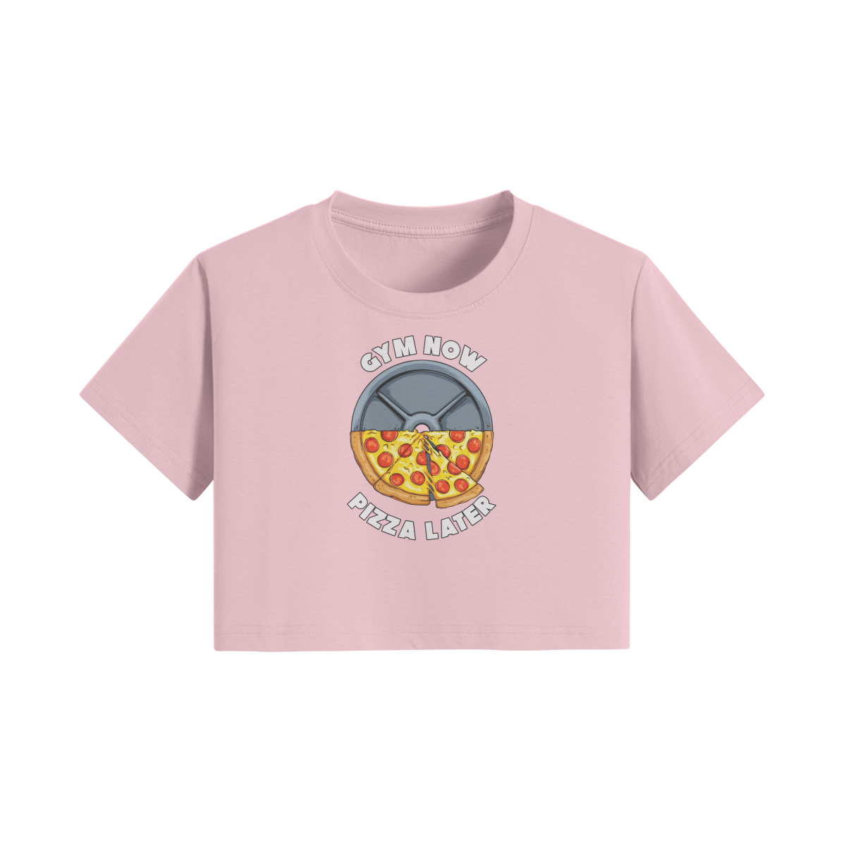 GYM NOW PIZZA LATER- Womens Crop Top-Pink-League of Lifters