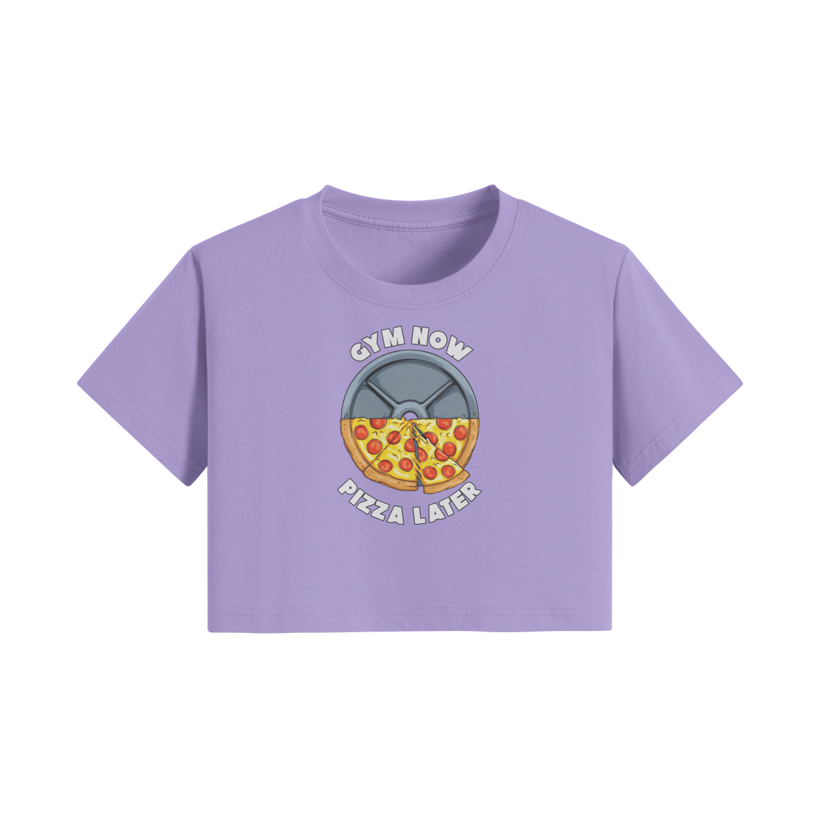 GYM NOW PIZZA LATER- Womens Crop Top-Lavender-League of Lifters
