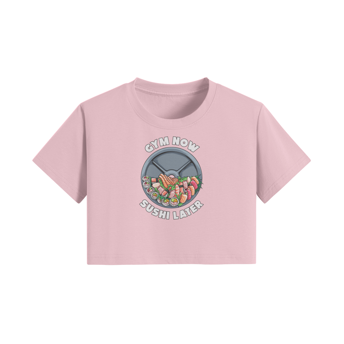 GYM NOW SUSHI LATER- Womens Crop Top-Pink-League of Lifters
