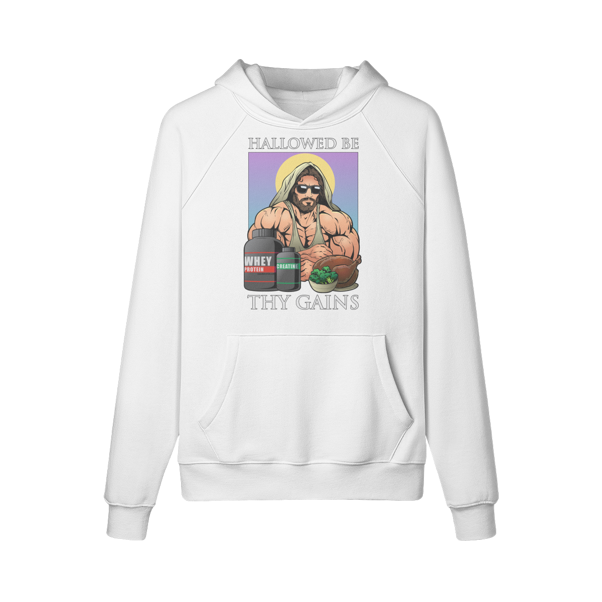 HALLOWED BE THY GAINS- Hoodie-White-League of Lifters