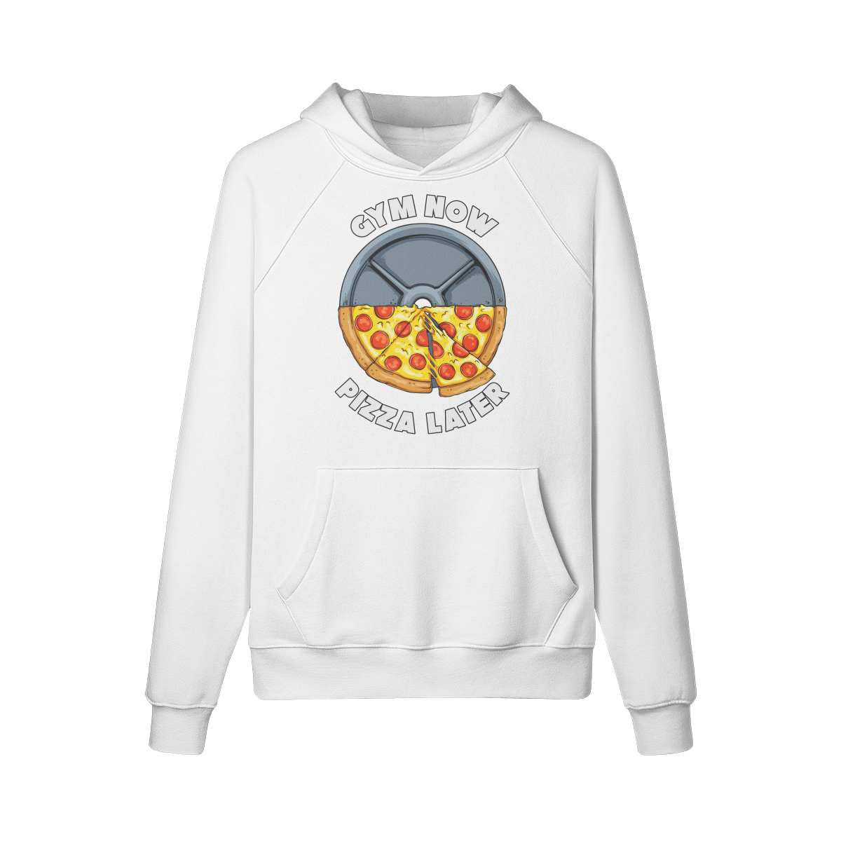 GYM NOW PIZZA LATER- Hoodie-White-League of Lifters