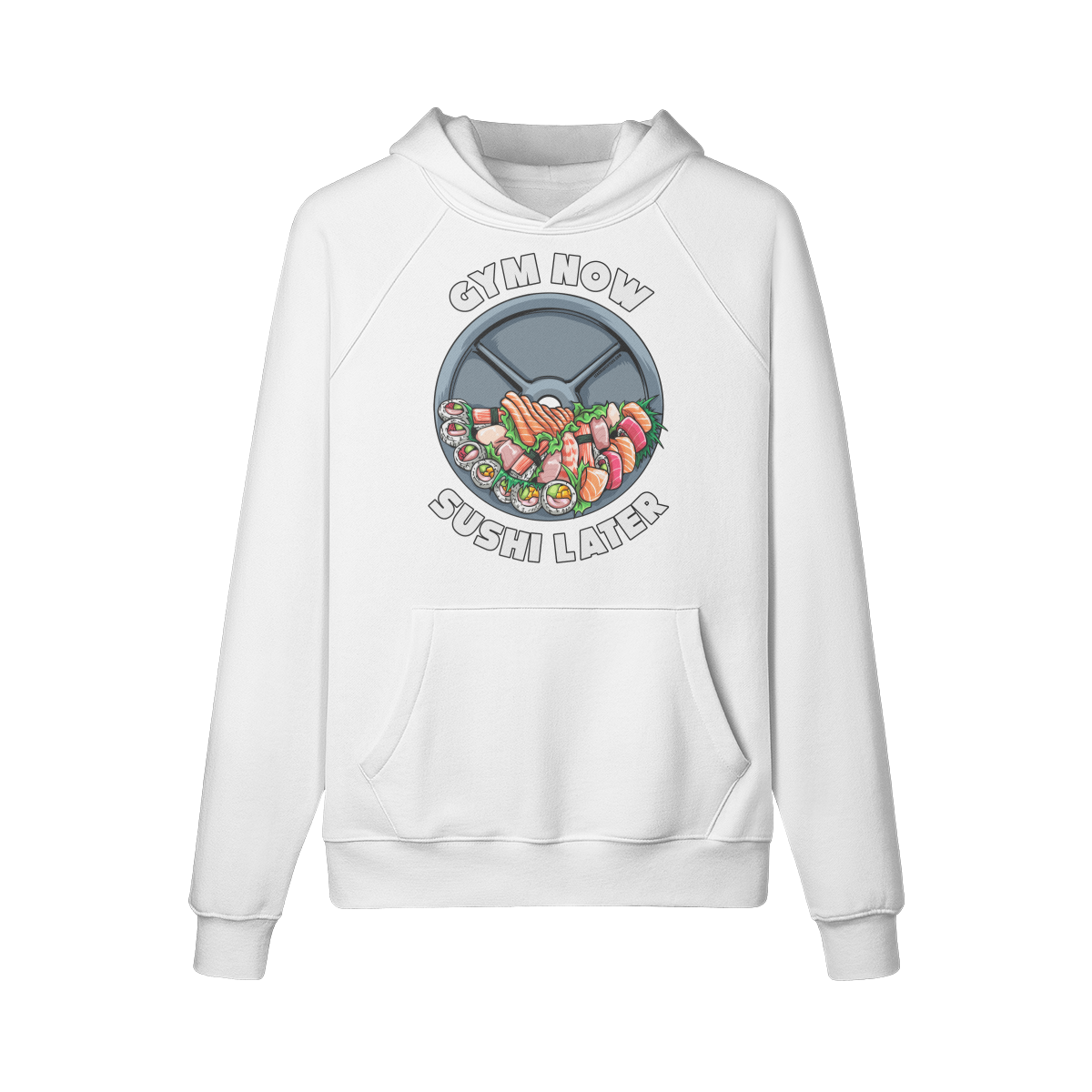 GYM NOW SUSHI LATER- Hoodie-White-League of Lifters