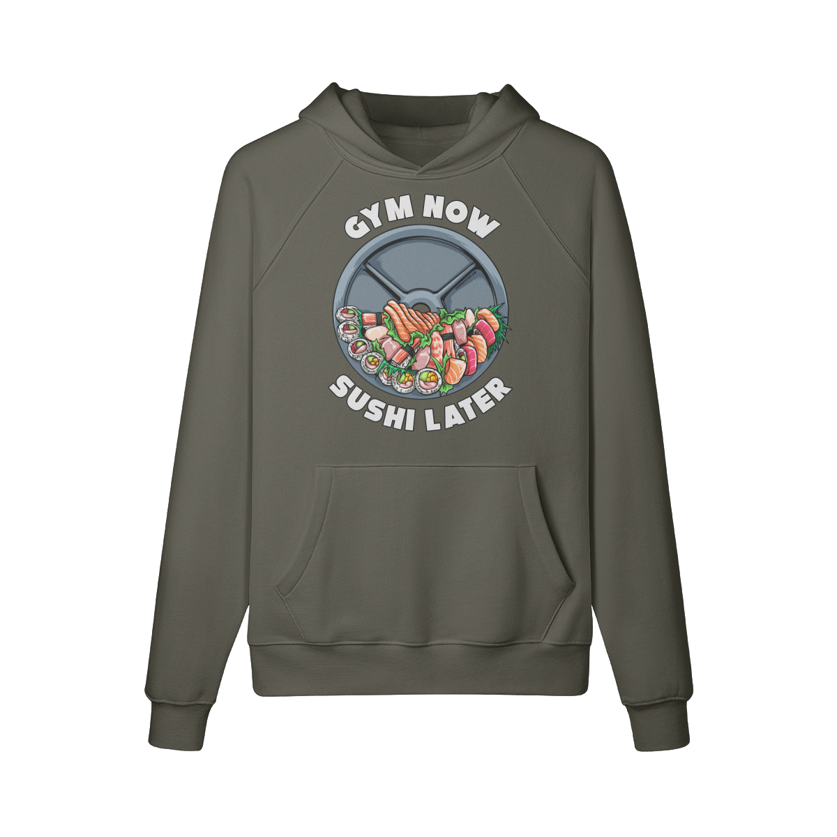 GYM NOW SUSHI LATER- Hoodie-Charcoal Grey-League of Lifters