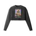 HALLOWED BE THY GAINS- Womens Long Sleeve Crop Top-Faded Black-League of Lifters