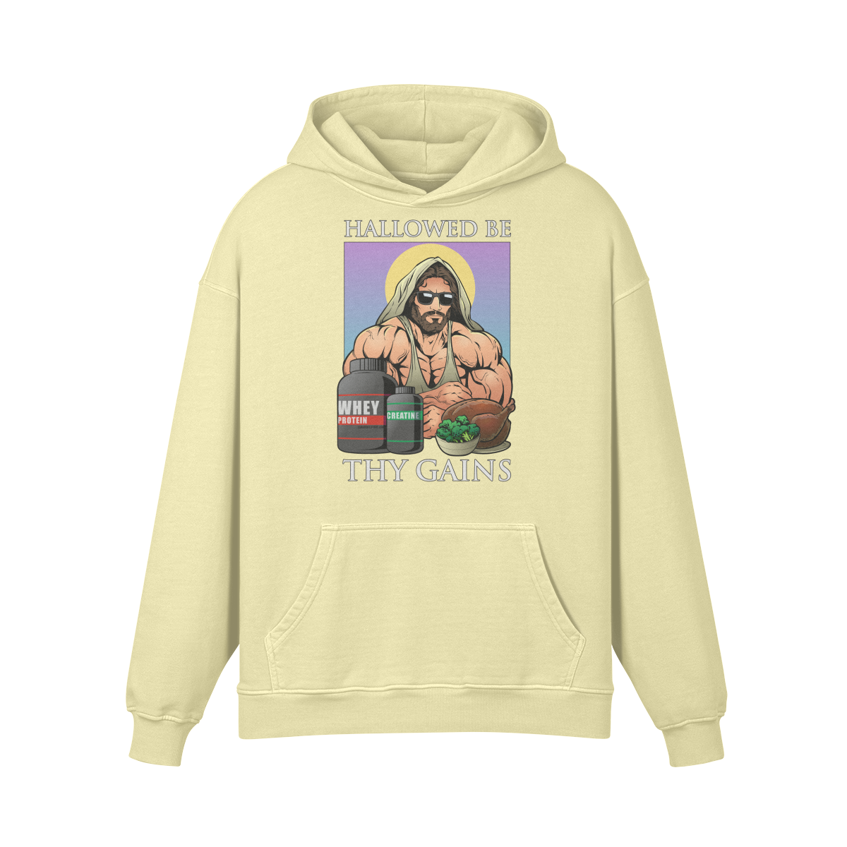 HALLOWED BE THY GAINS- Oversized Hoodie-Pale Spring Bud-League of Lifters