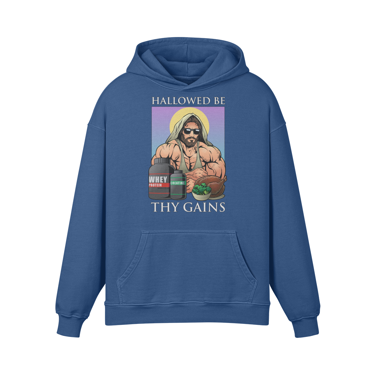 HALLOWED BE THY GAINS- Oversized Hoodie-Kashmir Blue-League of Lifters