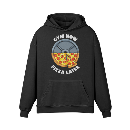 GYM NOW PIZZA LATER- Oversized Hoodie-Faded Black-League of Lifters