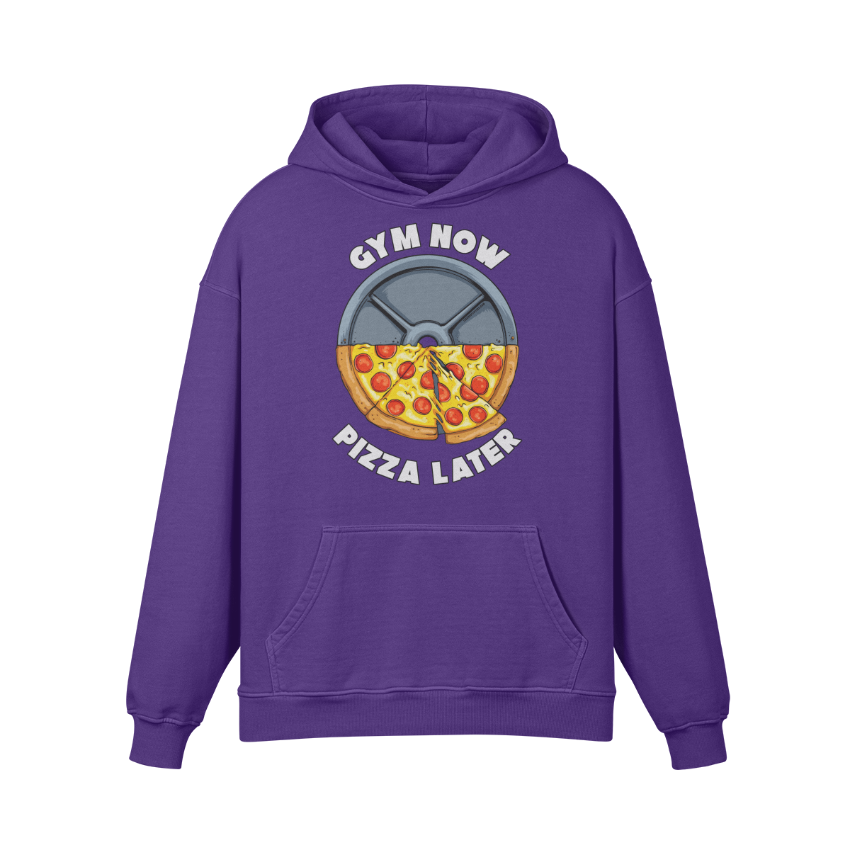 GYM NOW PIZZA LATER- Oversized Hoodie-Purple Haze-League of Lifters