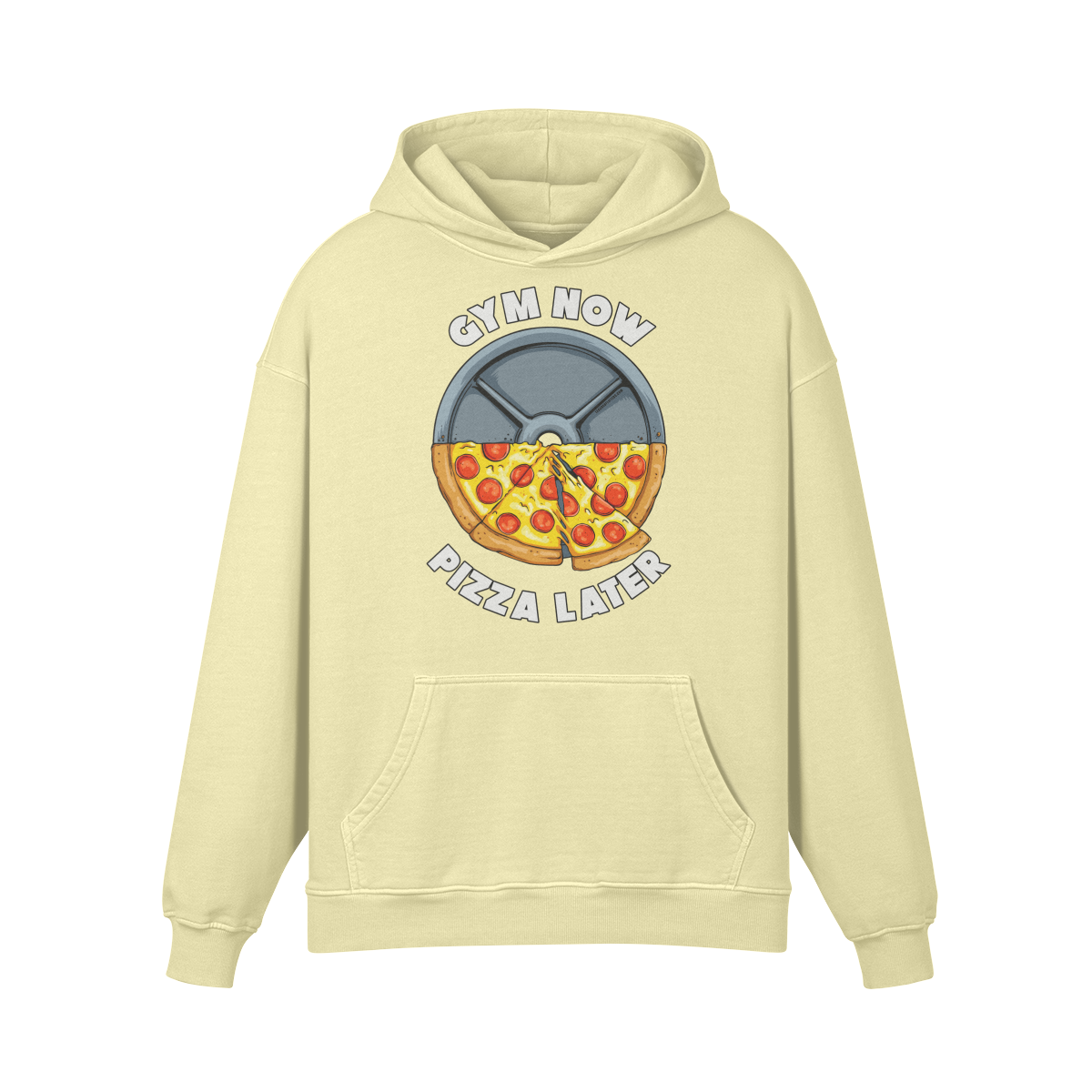 GYM NOW PIZZA LATER- Oversized Hoodie-Pale Spring Bud-League of Lifters