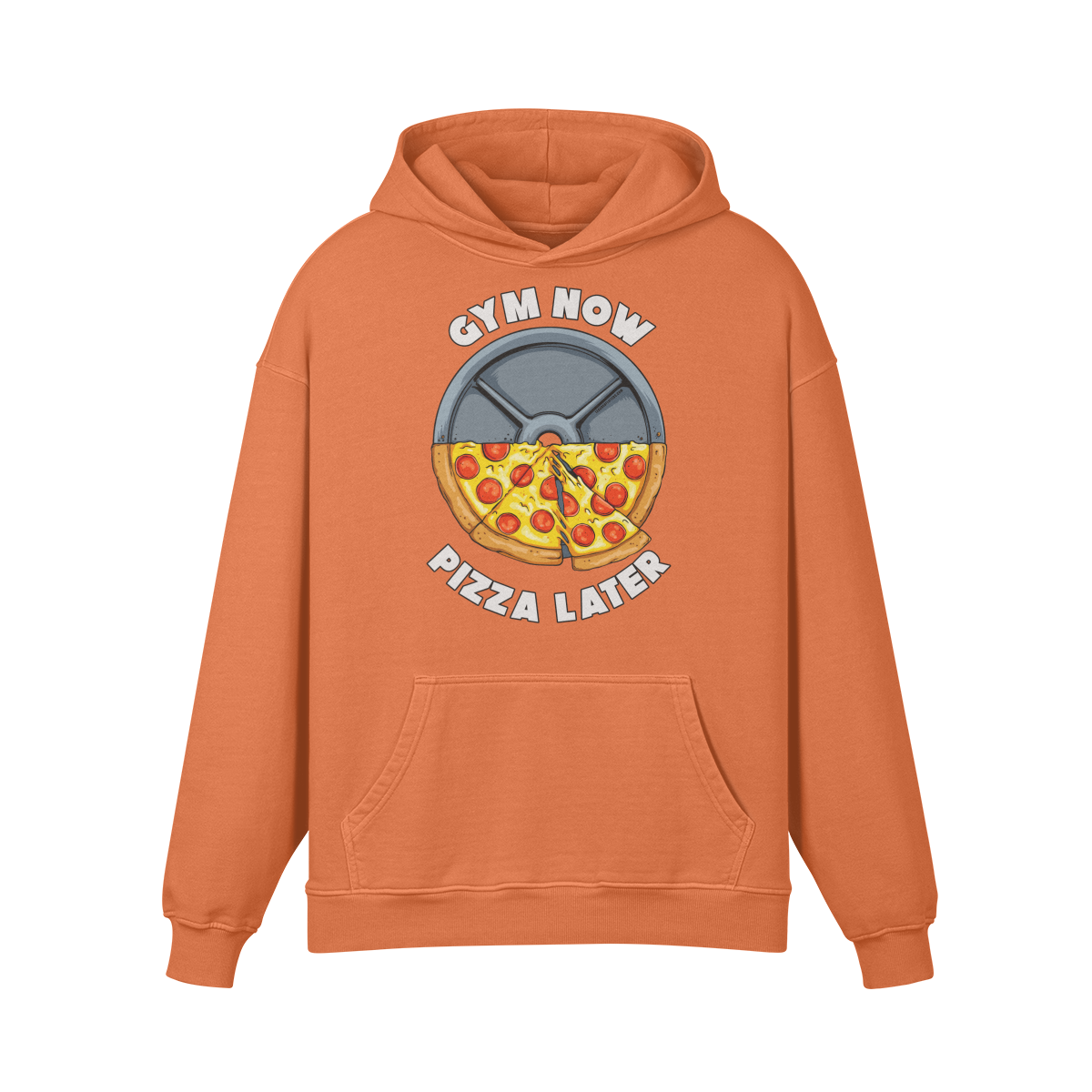 GYM NOW PIZZA LATER- Oversized Hoodie-Copper Red-League of Lifters