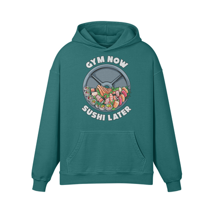 GYM NOW SUSHI LATER- Oversized Hoodie-Blueish Green-League of Lifters