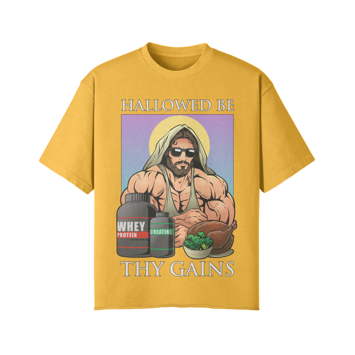 HALLOWED BE THY GAINS- Pump Top-Vintage Yellow-League of Lifters