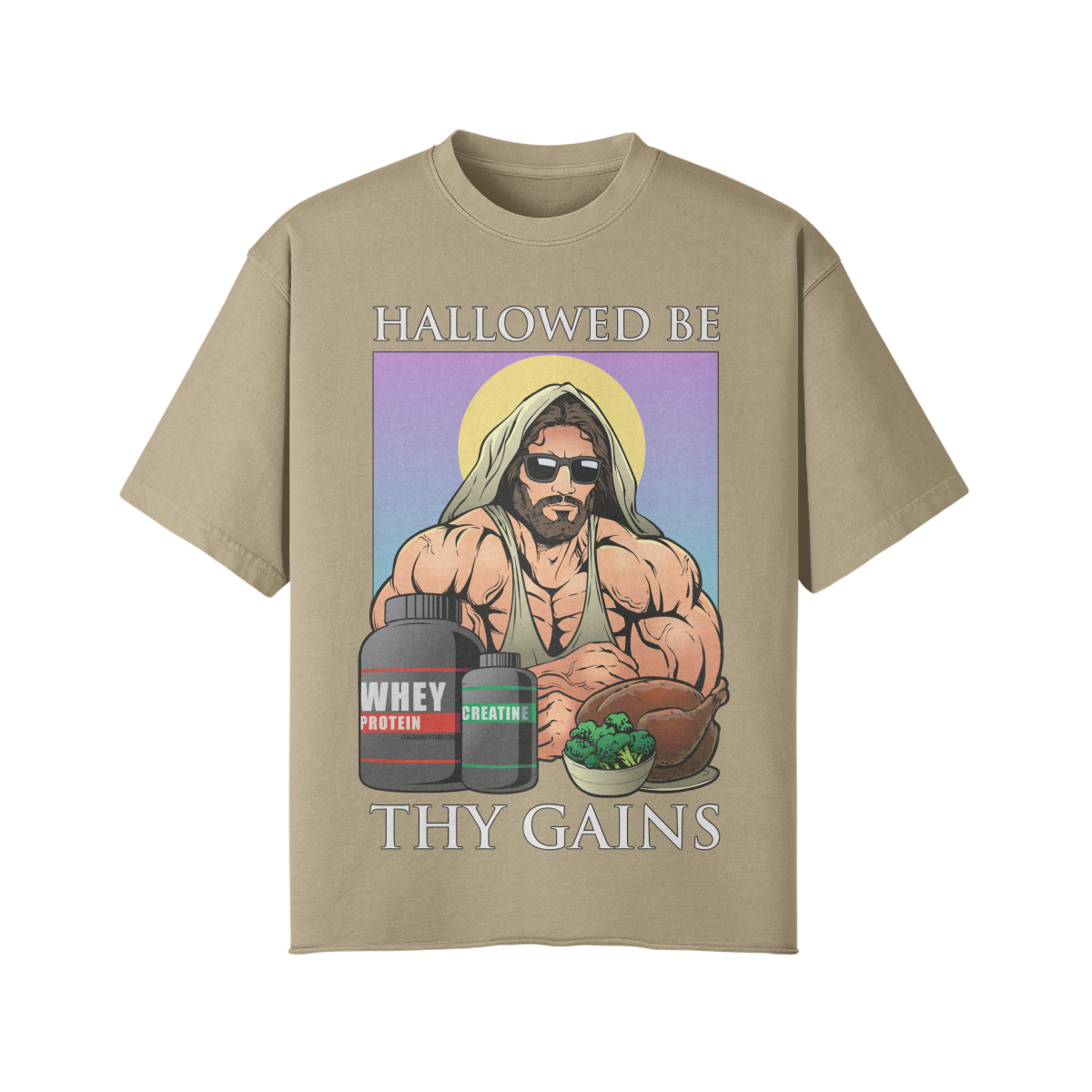HALLOWED BE THY GAINS- Pump Top-Khaki-League of Lifters