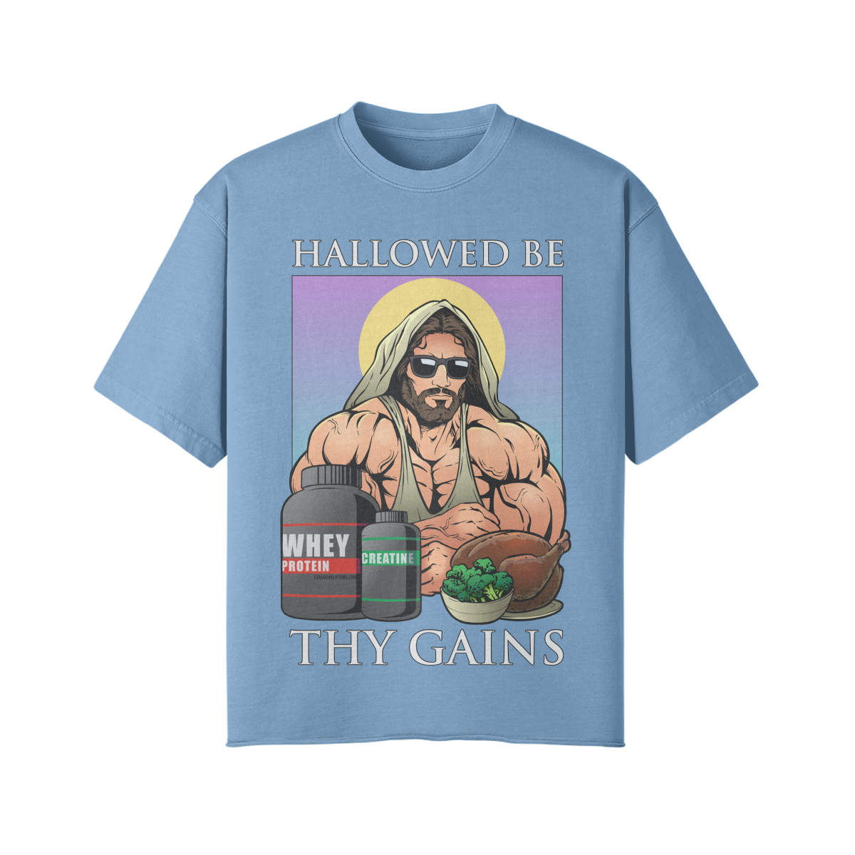 HALLOWED BE THY GAINS- Pump Top-Medium Blue-League of Lifters
