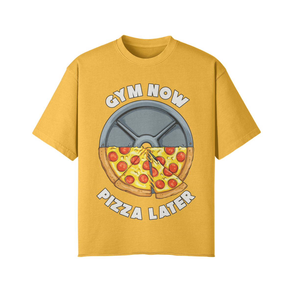 GYM NOW PIZZA LATER- Pump Top-Vintage Yellow-League of Lifters
