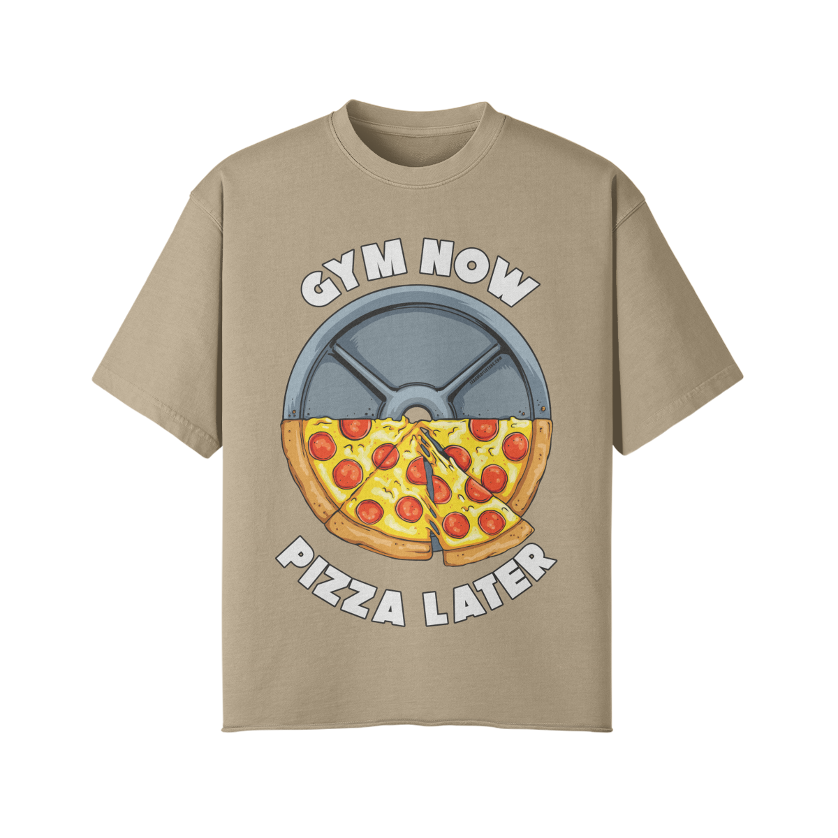 GYM NOW PIZZA LATER- Pump Top-Khaki-League of Lifters