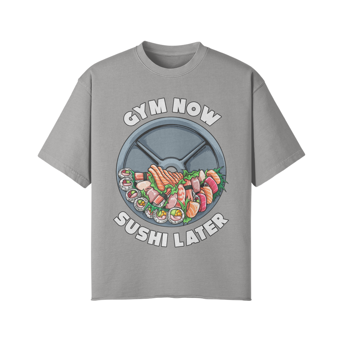 GYM NOW SUSHI LATER- Pump Top-Light Gray-League of Lifters