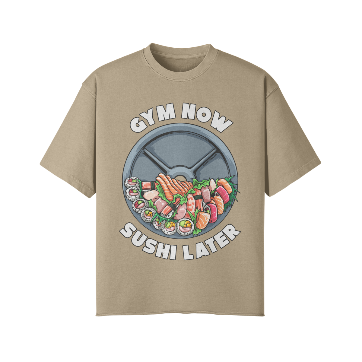 GYM NOW SUSHI LATER- Pump Top-Khaki-League of Lifters