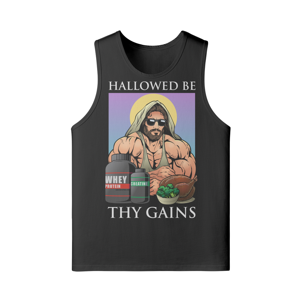 HALLOWED BE THY GAINS- Tank Top-Black-League of Lifters