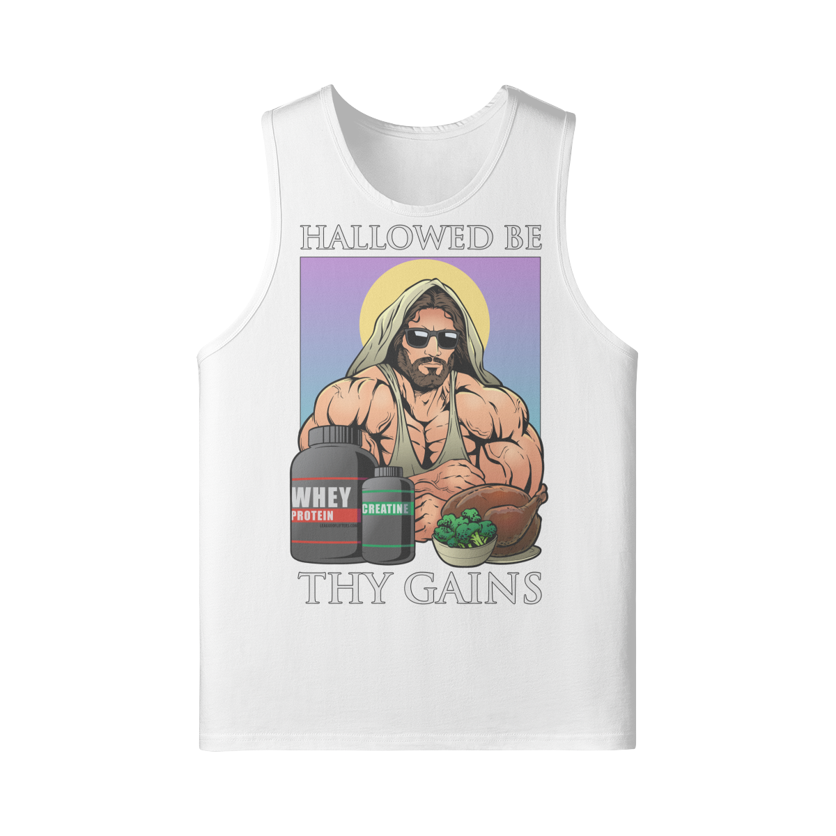 HALLOWED BE THY GAINS- Tank Top-White-League of Lifters